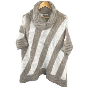 Old Navy tan and white stripe slouchy cowl neck sweater